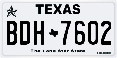 TX license plate BDH7602
