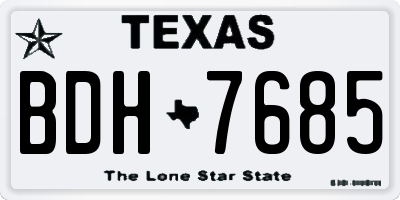 TX license plate BDH7685