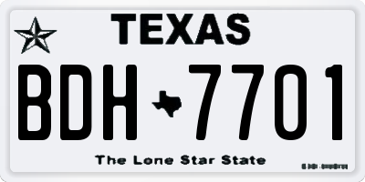 TX license plate BDH7701
