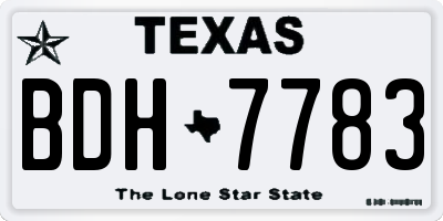 TX license plate BDH7783