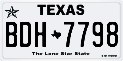 TX license plate BDH7798