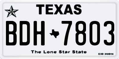 TX license plate BDH7803