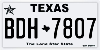 TX license plate BDH7807