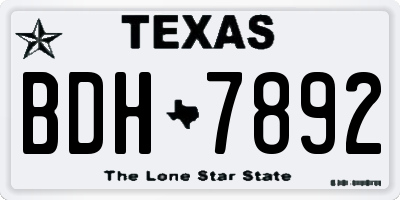 TX license plate BDH7892