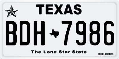 TX license plate BDH7986