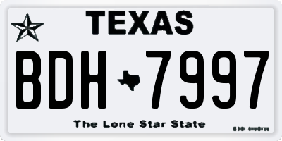 TX license plate BDH7997