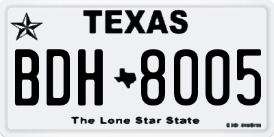 TX license plate BDH8005