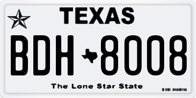 TX license plate BDH8008
