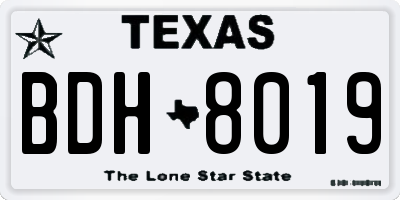 TX license plate BDH8019