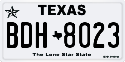TX license plate BDH8023