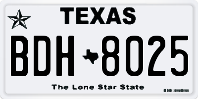 TX license plate BDH8025