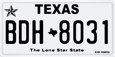 TX license plate BDH8031