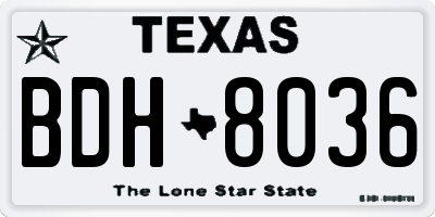 TX license plate BDH8036