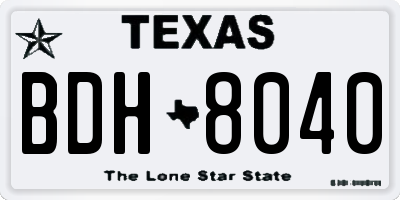 TX license plate BDH8040
