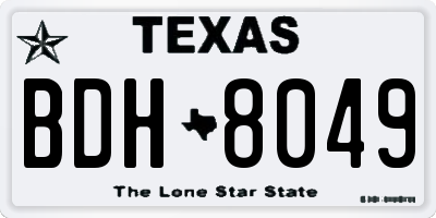 TX license plate BDH8049