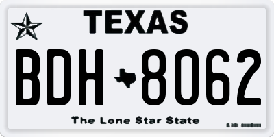 TX license plate BDH8062