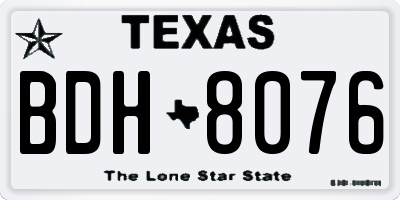 TX license plate BDH8076