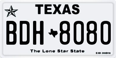 TX license plate BDH8080