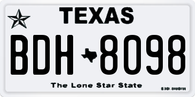 TX license plate BDH8098