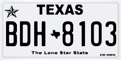 TX license plate BDH8103