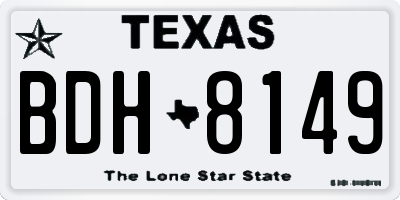 TX license plate BDH8149