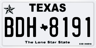 TX license plate BDH8191