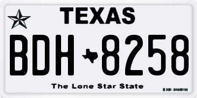 TX license plate BDH8258