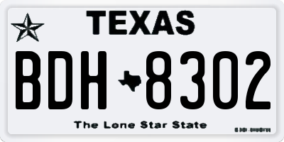 TX license plate BDH8302