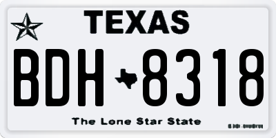 TX license plate BDH8318