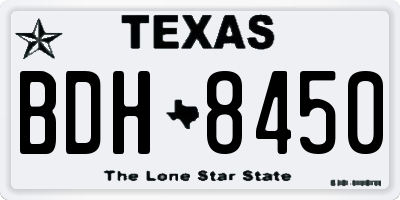 TX license plate BDH8450