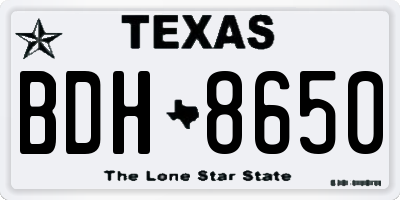 TX license plate BDH8650