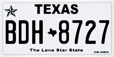 TX license plate BDH8727