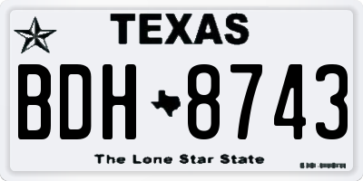 TX license plate BDH8743