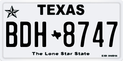 TX license plate BDH8747