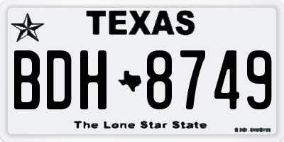 TX license plate BDH8749