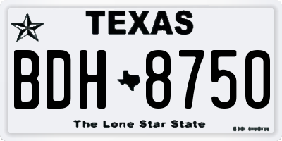 TX license plate BDH8750