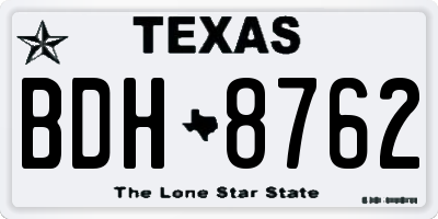 TX license plate BDH8762