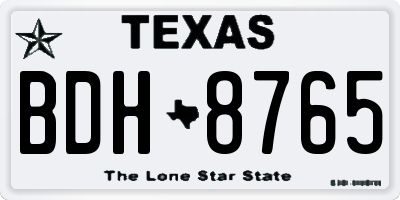 TX license plate BDH8765