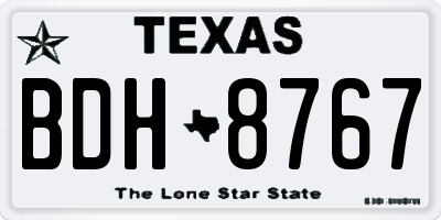 TX license plate BDH8767