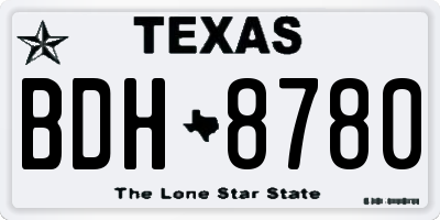 TX license plate BDH8780