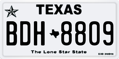 TX license plate BDH8809