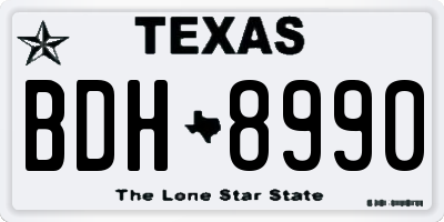 TX license plate BDH8990