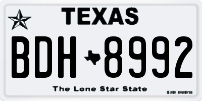 TX license plate BDH8992