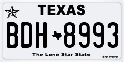 TX license plate BDH8993