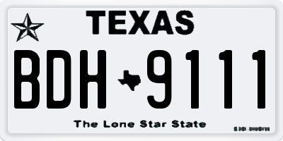 TX license plate BDH9111