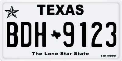 TX license plate BDH9123