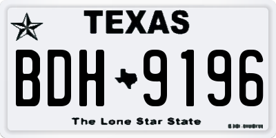 TX license plate BDH9196
