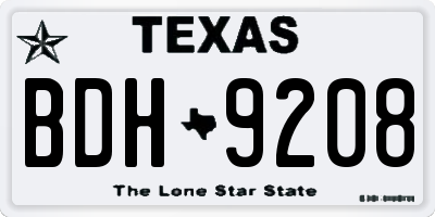 TX license plate BDH9208