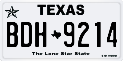TX license plate BDH9214