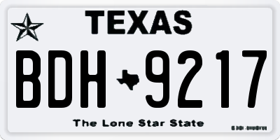 TX license plate BDH9217